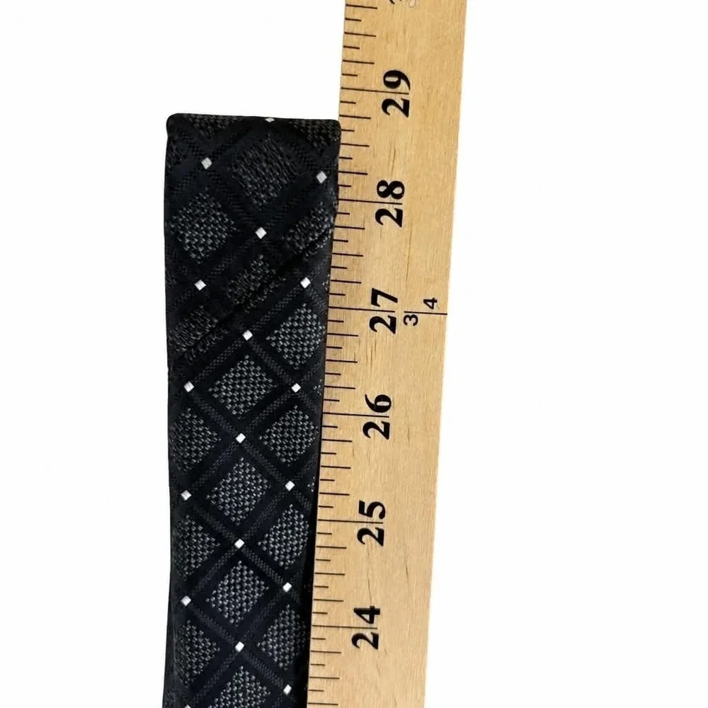 Bespoke Post Tie Mens Black Diamond Geometric Pin Dot Grid Necktie